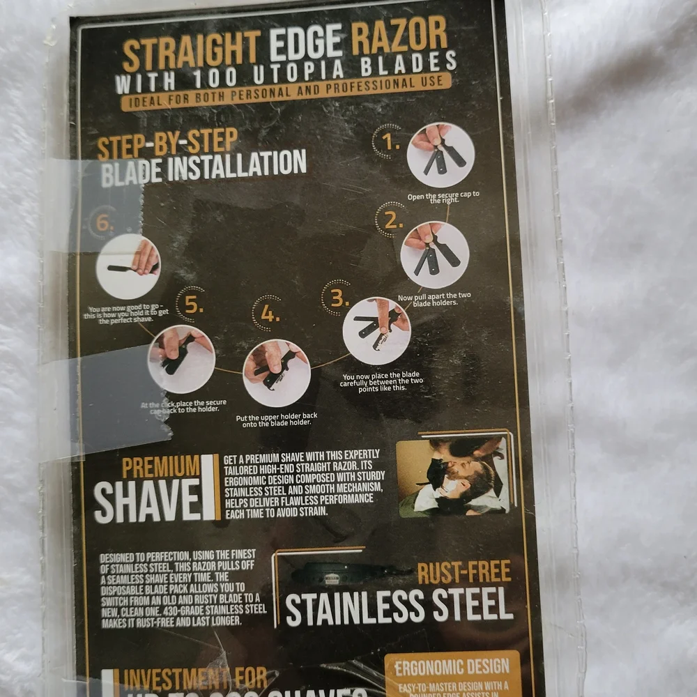 Black Straight Edge Razor - Picture 2 of 2